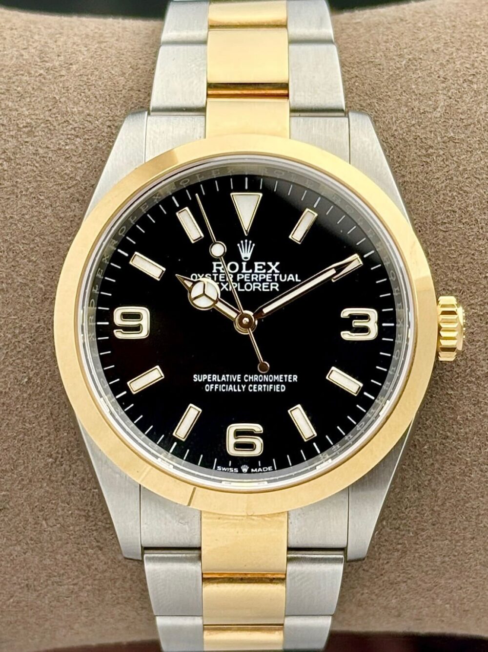 Rolex Explorer 36 Black Dial Two Tone Yellow Gold 124273 | 2023 | 36mm