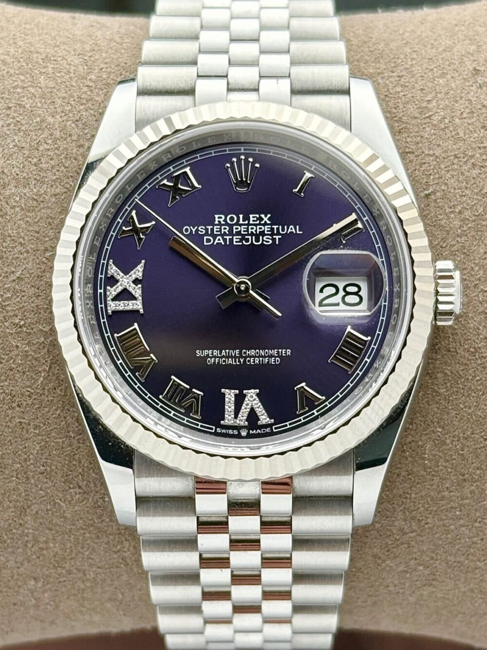 Rolex Datejust 36 Aubergine Purple Diamond Roman Dial Jubilee 126234 | 2022 | 36mm